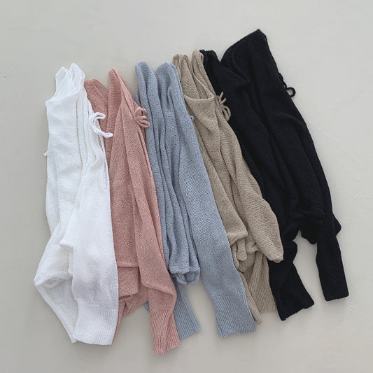 連線價🎀緞帶露肩寬鬆長袖針織衫