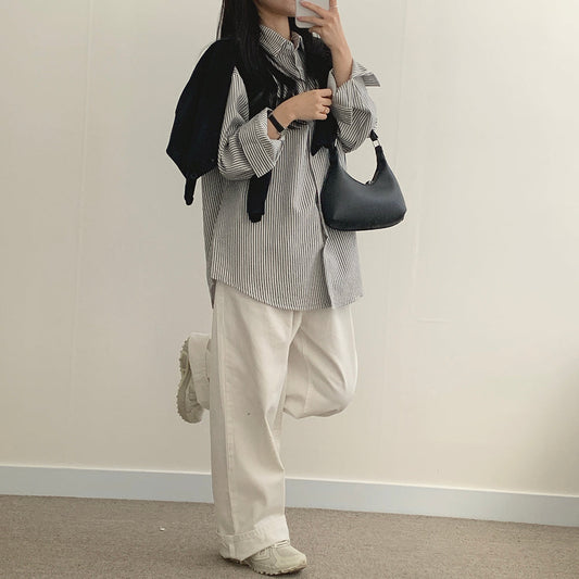 韓製🇰🇷條紋寬鬆恤衫