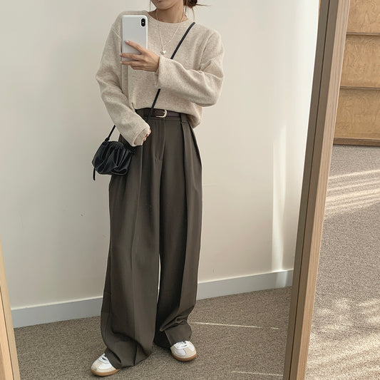 【現貨Oat/ Gray】韓製🐑冬日羊毛圓領針織衫