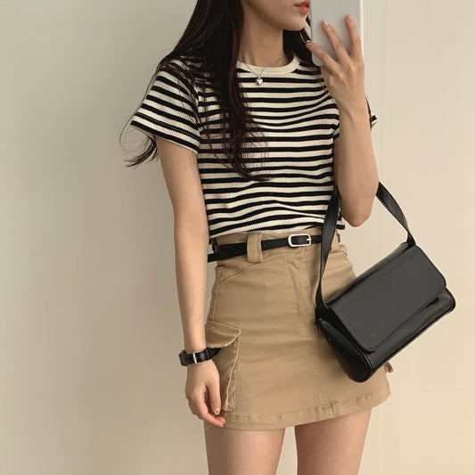 🧁韓製Waffle條紋短袖T恤