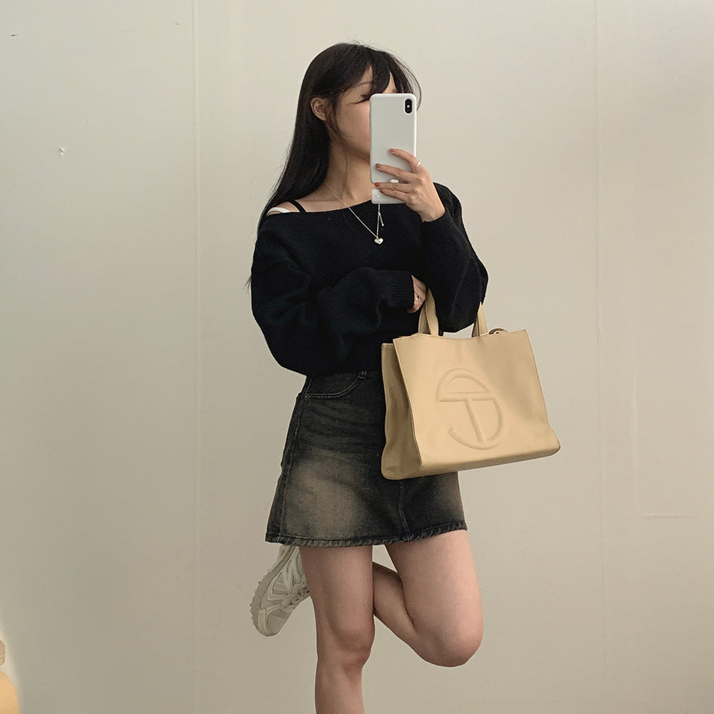【現貨紫】🥨韓製船領針織衫