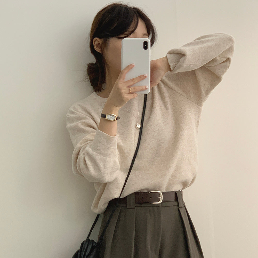 【現貨Oat/ Gray】韓製🐑冬日羊毛圓領針織衫