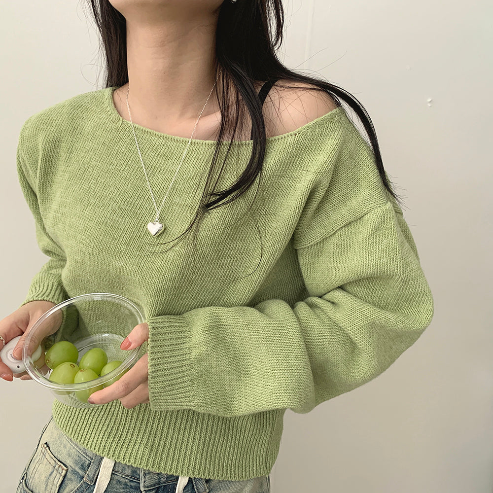 【現貨紫】🥨韓製船領針織衫
