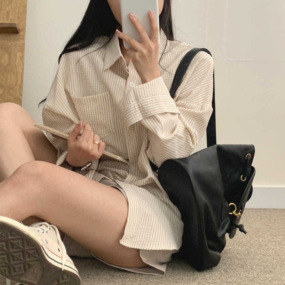 韓製🇰🇷條紋寬鬆恤衫