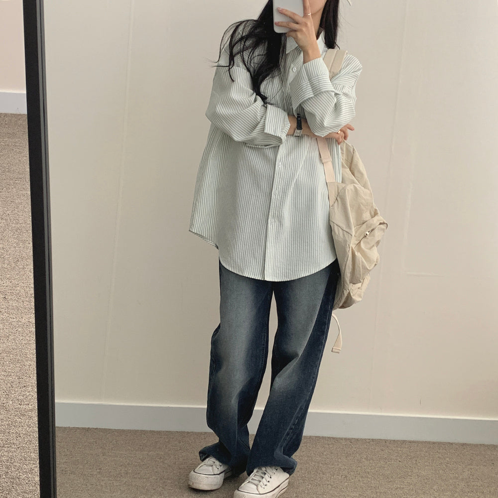 韓製🇰🇷條紋寬鬆恤衫