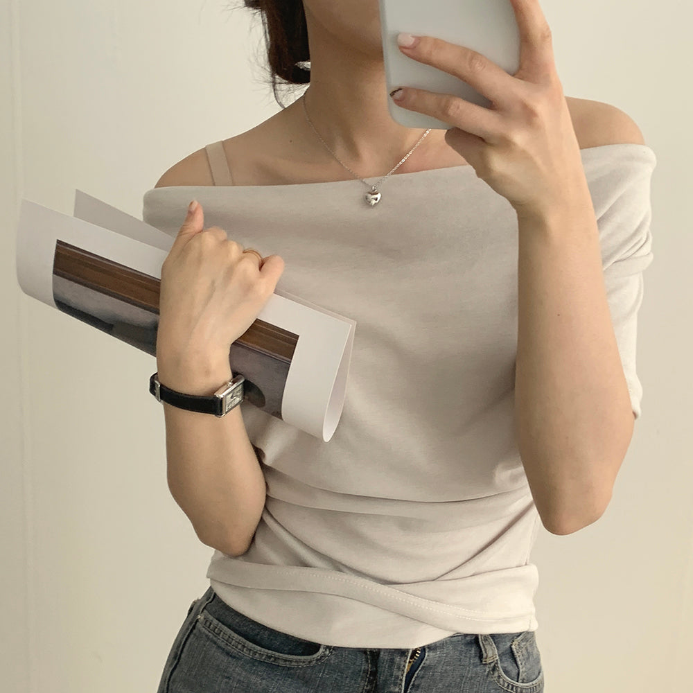 🧁女人味露肩短袖T恤