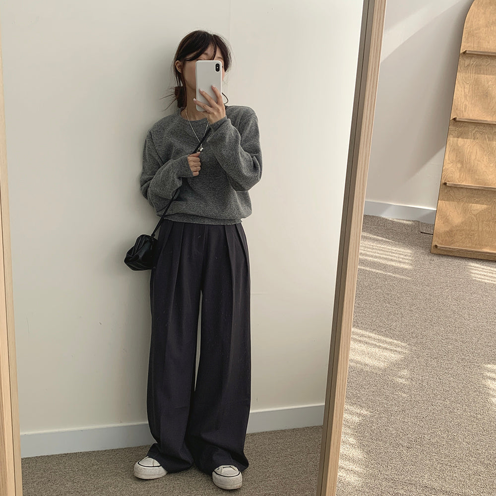 【現貨Oat/ Gray】韓製🐑冬日羊毛圓領針織衫