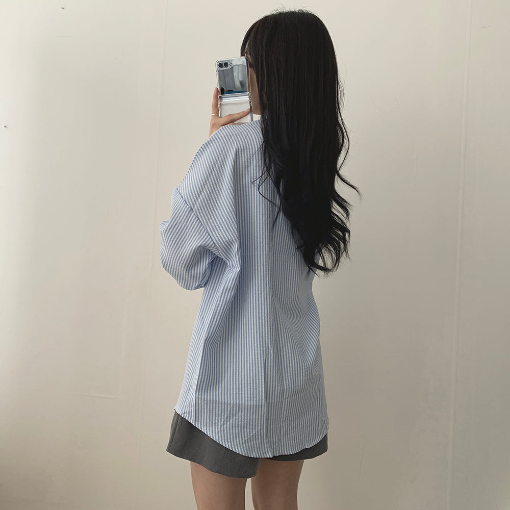 韓製🇰🇷條紋寬鬆恤衫