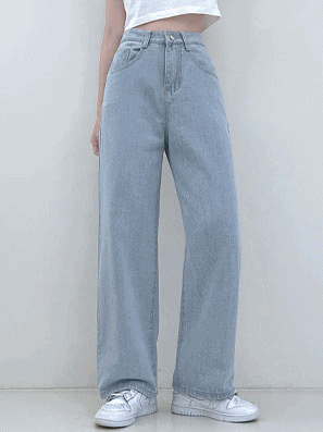 【4色!】基本款高腰寬牛仔褲