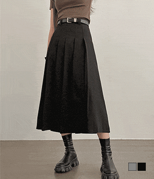 【現貨灰】🥨春季腰帶百褶半身長裙