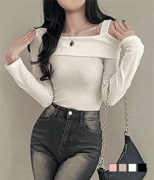 💐單邊露肩長袖T恤