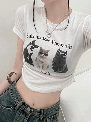 🐈⬛Cat側抽褶短袖T恤