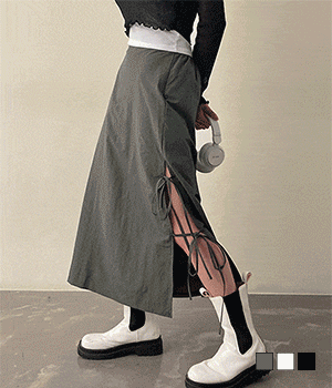 【現貨】連線價💐側縷空綁帶尼龍長裙