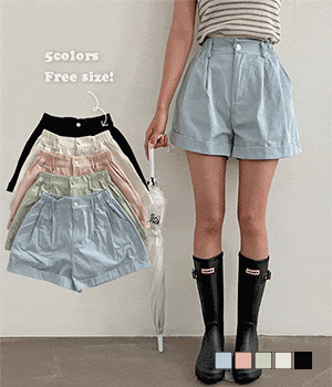 【現貨黑】🍨兩針褶捲邊後鬆緊短褲