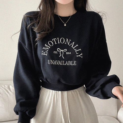 【現貨navy】🪡Emotionally刺繡短款衛衣