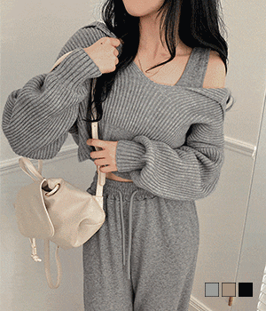 🧶溫暖針織衫背心寬褲3件套