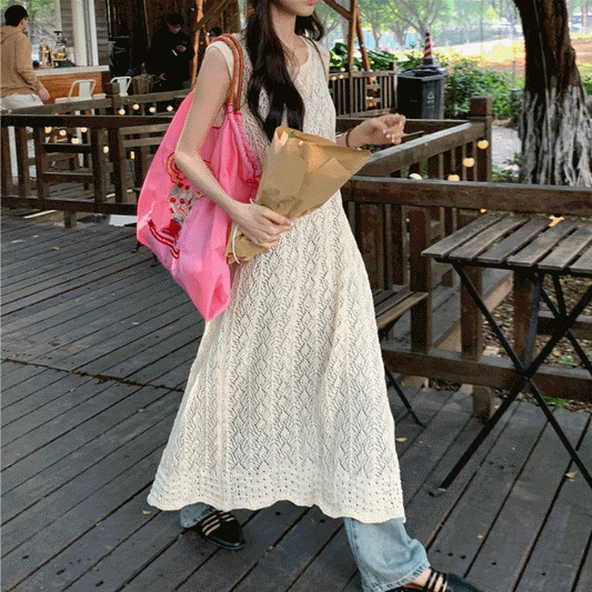 🧁鈎織開衩背心長裙