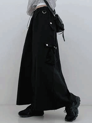 獨特束繩棉質工裝長裙