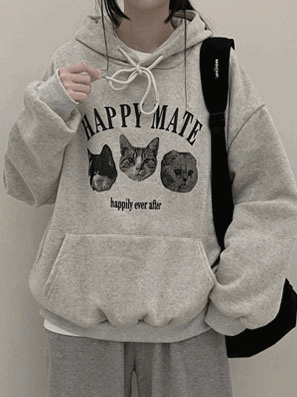 韓製Happy Mate🐈小貓連帽衛衣