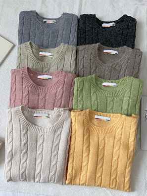 🧈奶油圓領麻花短袖針織衫