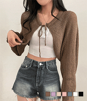 🧁可愛夏日綁帶短款開衫