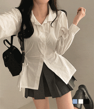 🥯側綁結長袖襯衫