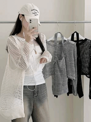 🧶網布針織上衣+單肩包套裝