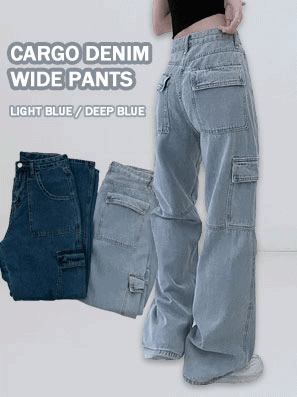 【最後現貨S】解構式牛仔工裝寬長褲(S-L)