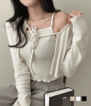 🥞羅紋短版羅紋開衫+背心SET