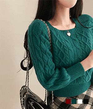 【現貨黑】🍬方領扭紋短長袖針織衫