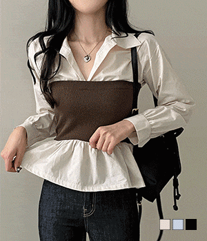 🍨韓製羅紋分層背心襯衫