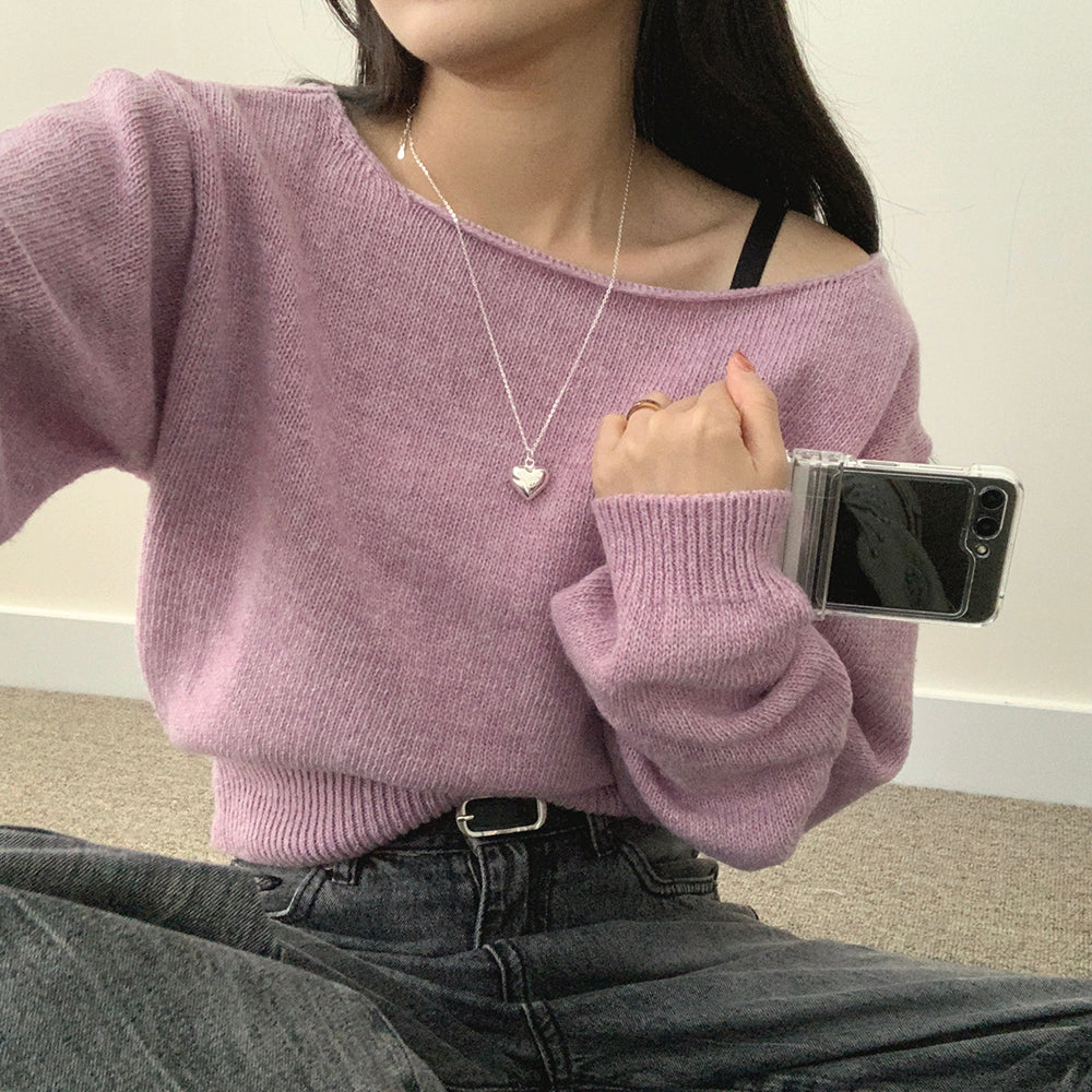 【現貨紫】🥨韓製船領針織衫