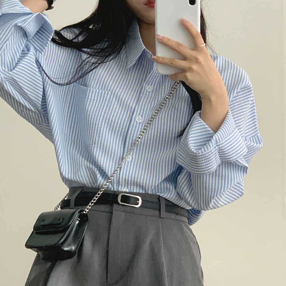 韓製🇰🇷條紋寬鬆恤衫