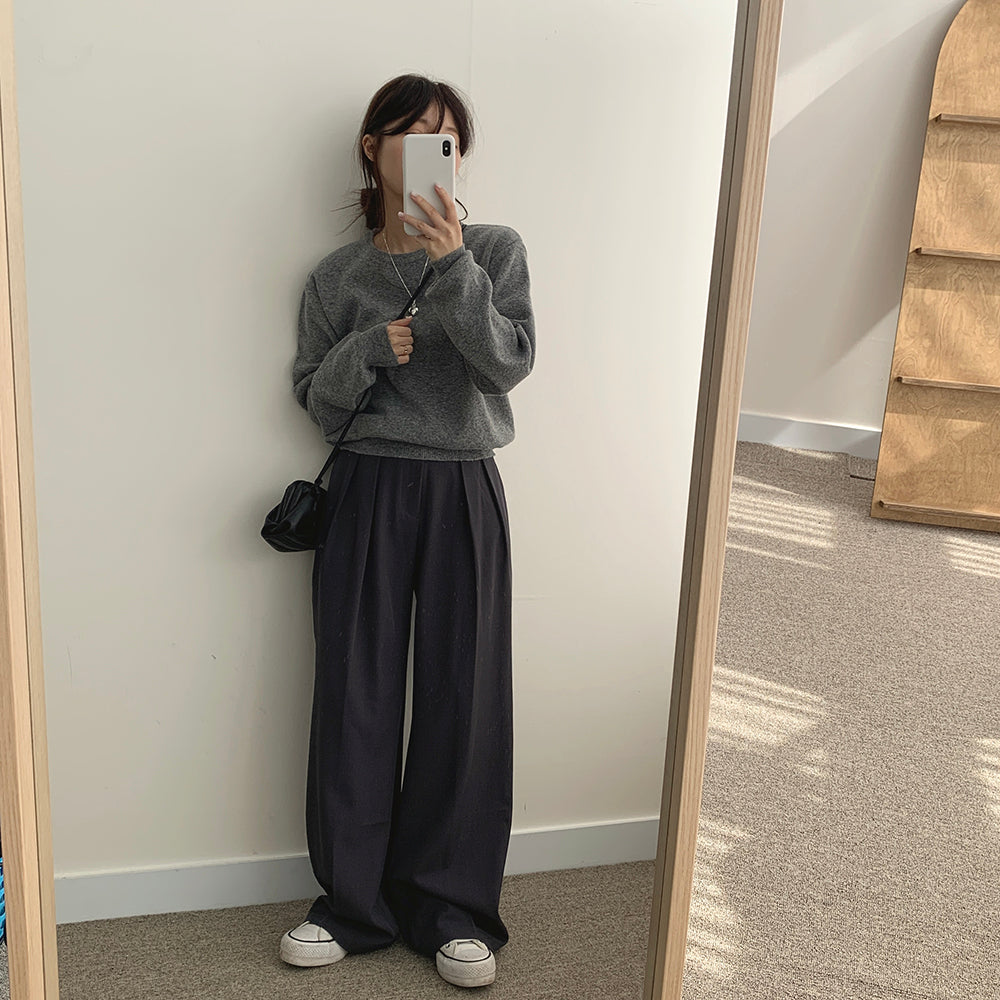 【belt套裝】腰帶針褶西裝寬褲(S-L)