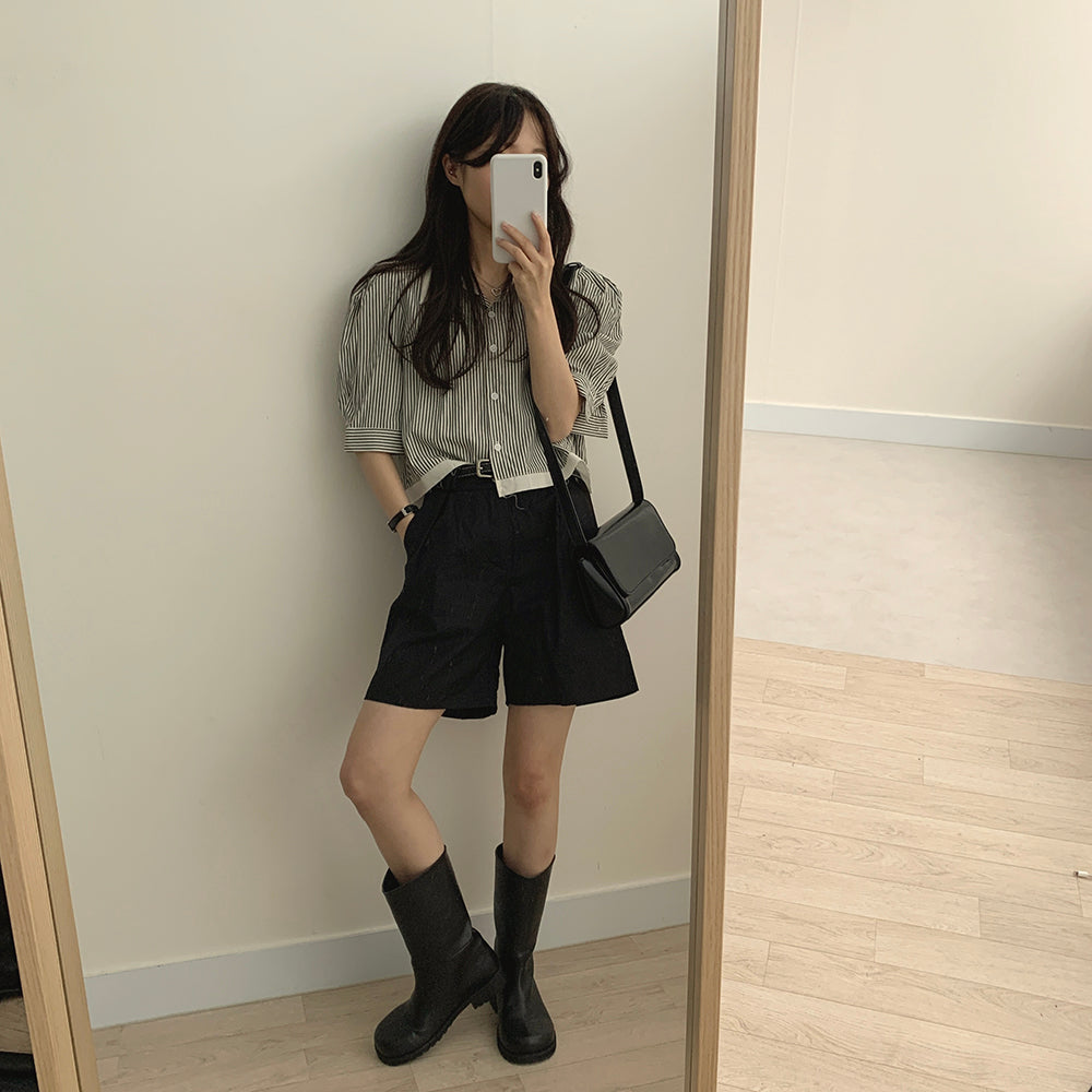 【現貨BlackM】打摺腰帶棉質短褲(S-L)