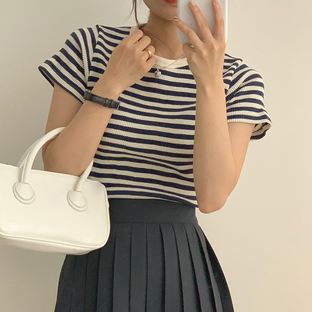 🧁韓製Waffle條紋短袖T恤