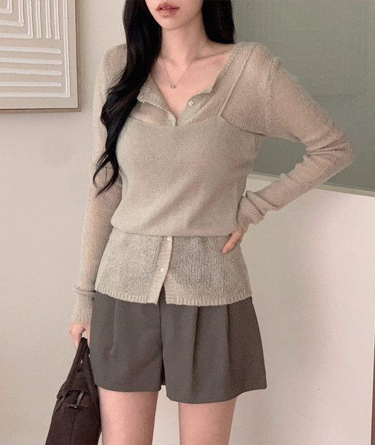 ✨秋日必備!兩件套針織背心+開衫套裝✨