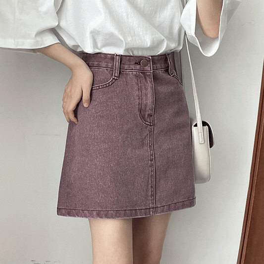 罕見色✨彩感染色水洗牛仔短裙<KR> - IKIMSTORE