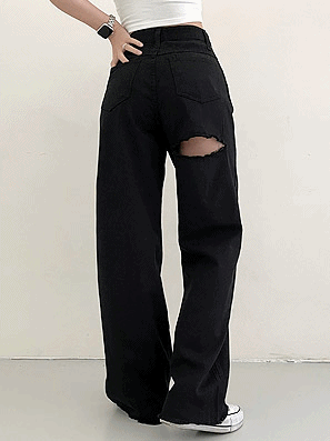 【大腿割破!】獨特割破棉質闊腿褲<KR>(S-L/3color) - IKIMSTORE