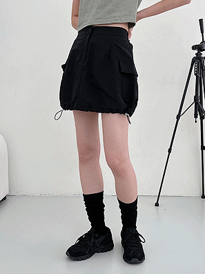 【小眾設計】索繩尼龍短裙<KR> (2color) - IKIMSTORE