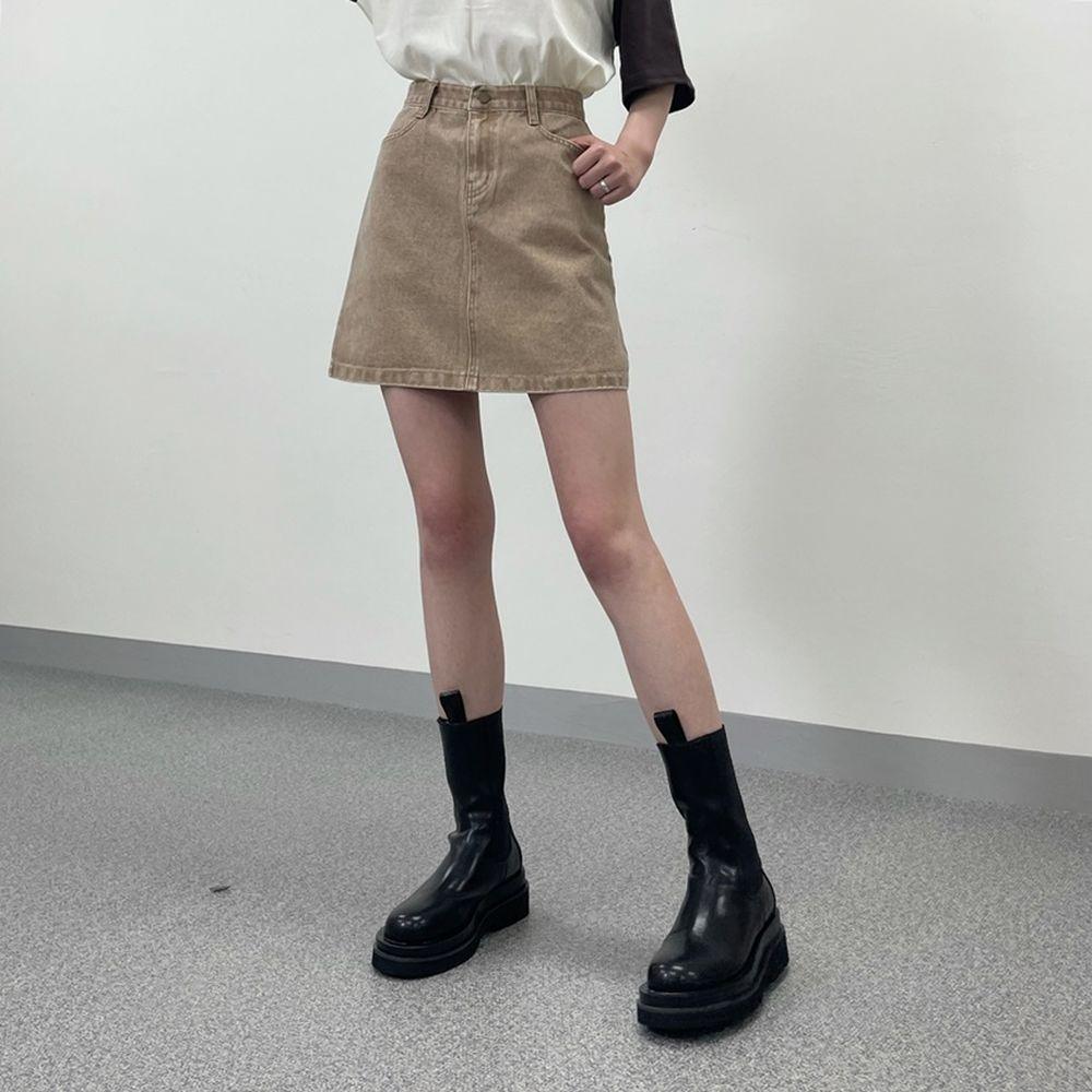 罕見色✨彩感染色水洗牛仔短裙<KR> - IKIMSTORE