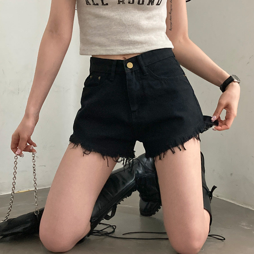 流蘇剪裁牛仔短褲(S-L)