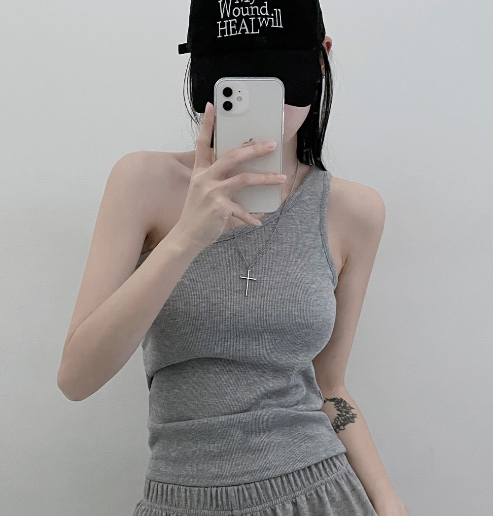 韓製🇰🇷單肩羅紋背心