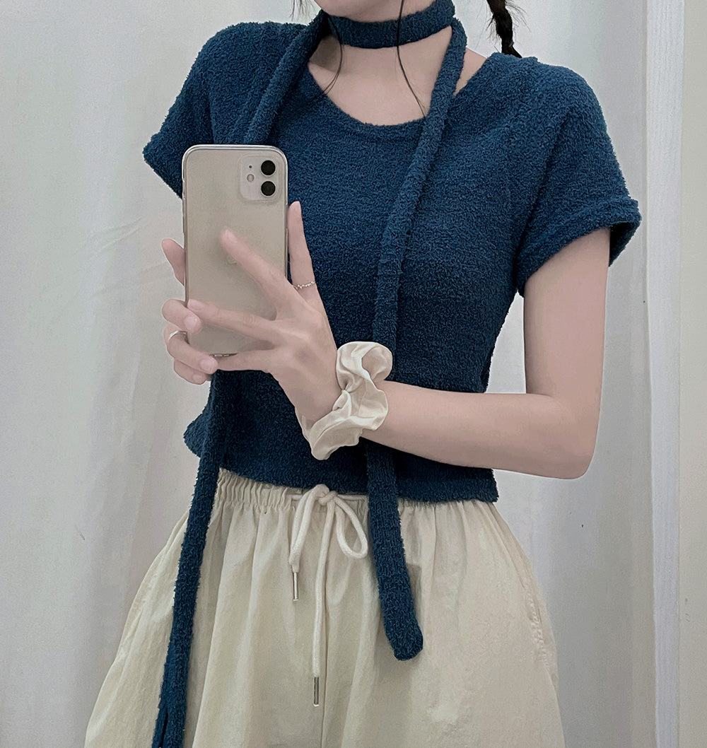 💕可愛毛巾料頸帶+短袖T恤SET