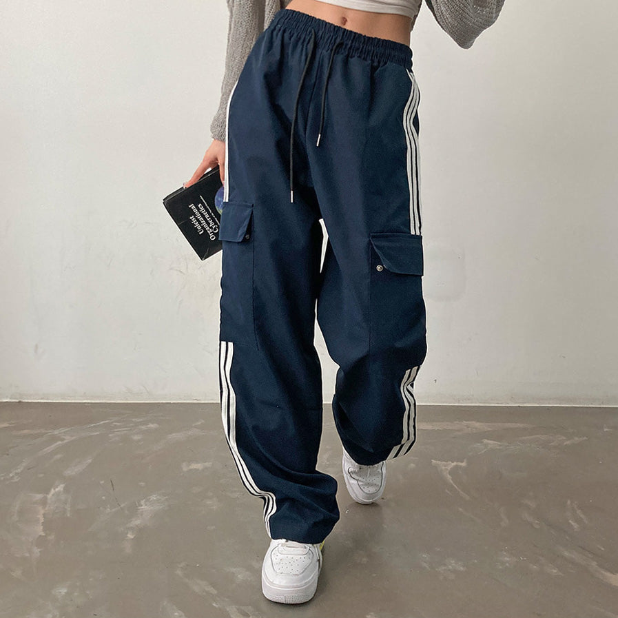 三條槓工裝口袋運動褲