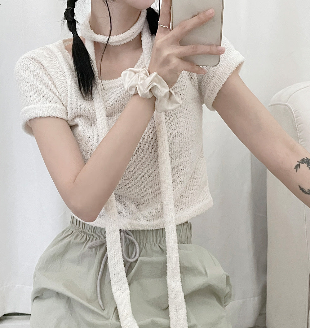 💕可愛毛巾料頸帶+短袖T恤SET