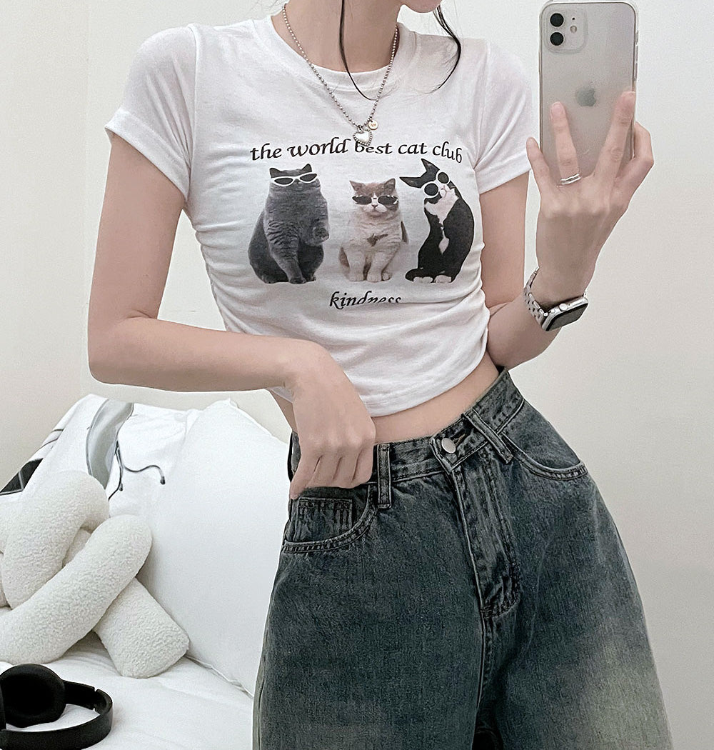 🐈⬛Cat側抽褶短袖T恤