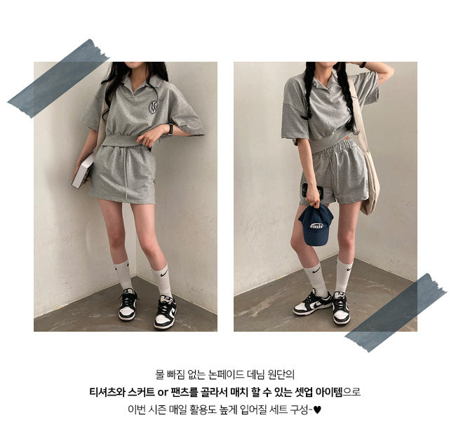 【現貨黑褲】韓製🇰🇷圓標短袖T恤+短褲/迷你裙套裝
