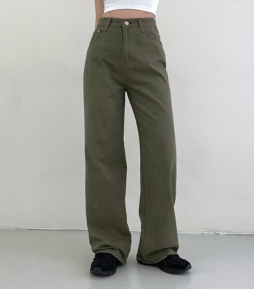【大腿割破!】獨特割破棉質闊腿褲<KR>(S-L/3color) - IKIMSTORE