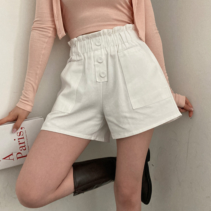 🌸三扣高腰花苞短褲